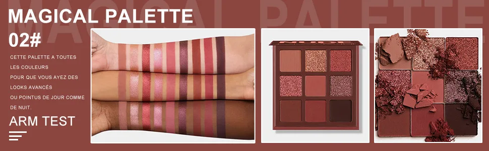 Allbestaye 9 Colors Eyeshadow Palette Glitter Metallic Nude Matte Smoky Eyes Makeup Waterproof - product information 25