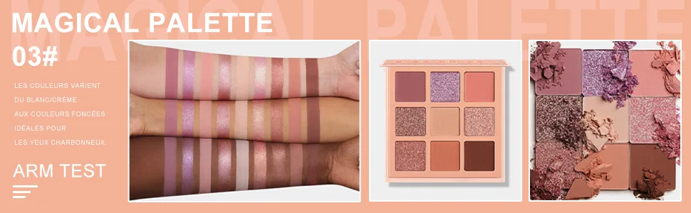 Allbestaye 9 Colors Eyeshadow Palette Glitter Metallic Nude Matte Smoky Eyes Makeup Waterproof - product information 26