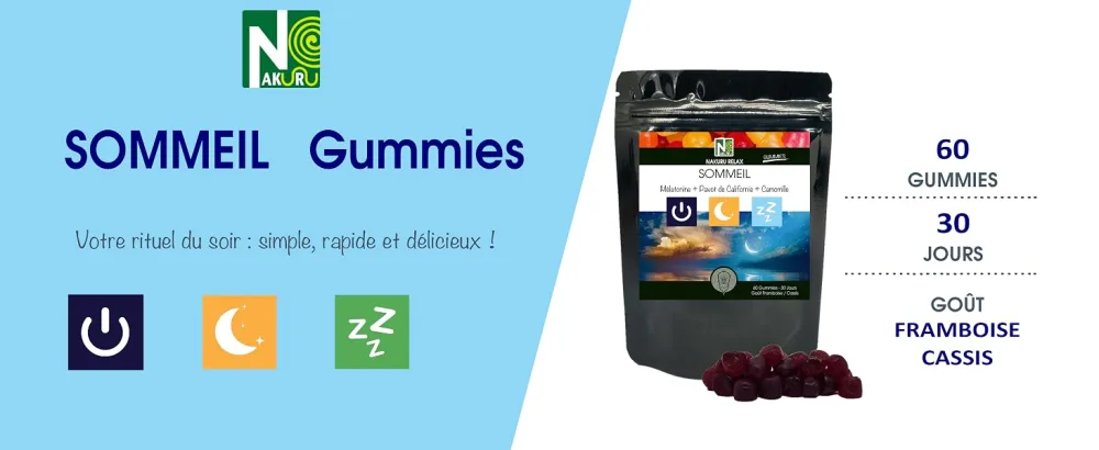 NAKURU | Sleep Gummies | Relax Range | Flavor: Raspberry + Blackcurrant | Made in France | Melatonin + California Poppy + Chamomile!  - product information 3