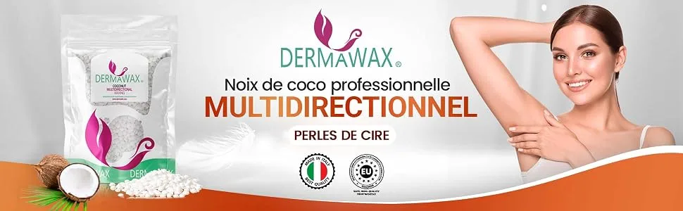 Dermawax 800g Silky Peach Wax Beads Without Strips - High Performance Wax for Hair Removal - Face Legs Bikini and Intimate Ar - Dermawax noix de coco professionnelle Multidirectionnel perles de cire