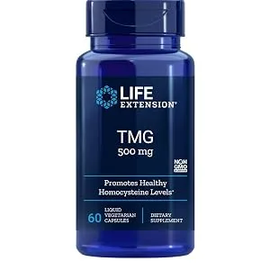 Life Extension TMG 500mg 60 Vegan Liquid Capsules Gluten Free Soy Free Vegetarian - product information 8