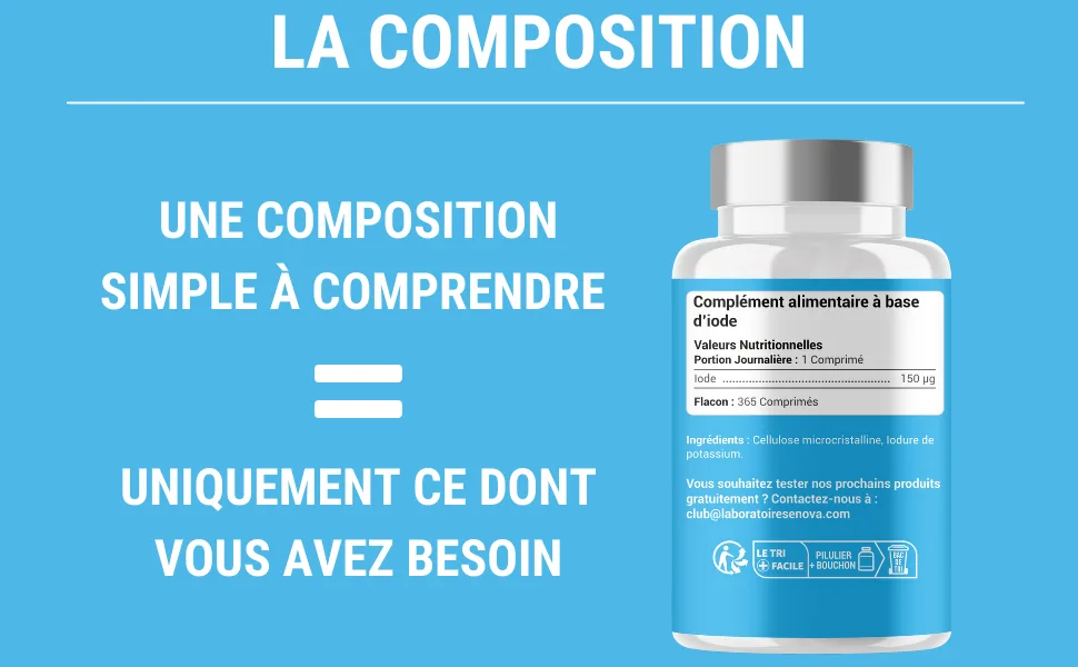 IODINE 150 MCG | 365 Small Tablets | Thyroid Iodine | Made in France | Potassium Iodide | Food Supplement | No Additives - pastille d iode stable gellule iode thé thyroid turbo capsule iode pastille iode accident nucleaire