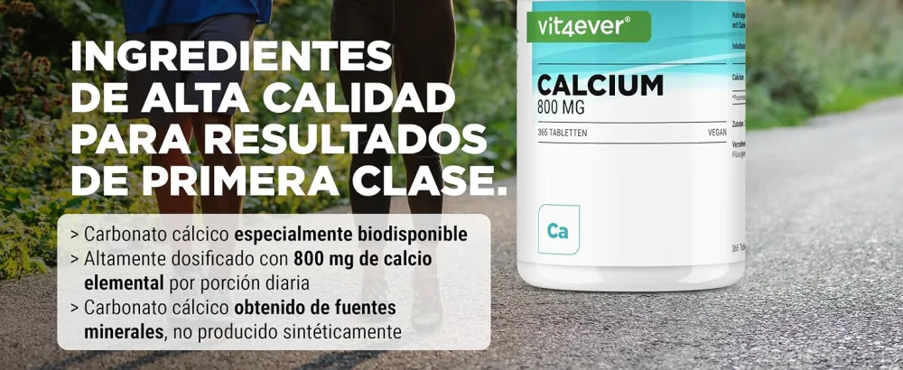Calcium - 365 Tablets - 800mg Calcium from Calcium Carbonate per Daily Serving - For 6 Months - Vegan Lab Tested Highly Dosed & No Additives - Vit4ever