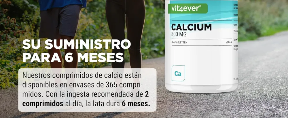 Calcium - 365 Tablets - 800mg Calcium from Calcium Carbonate per Daily Serving - For 6 Months - Vegan Lab Tested Highly Dosed & No Additives - Vit4ever
