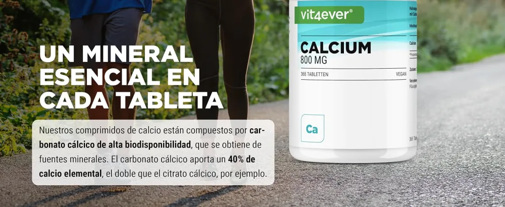 Calcium - 365 Tablets - 800mg Calcium from Calcium Carbonate per Daily Serving - For 6 Months - Vegan Lab Tested Highly Dosed & No Additives - Vit4ever