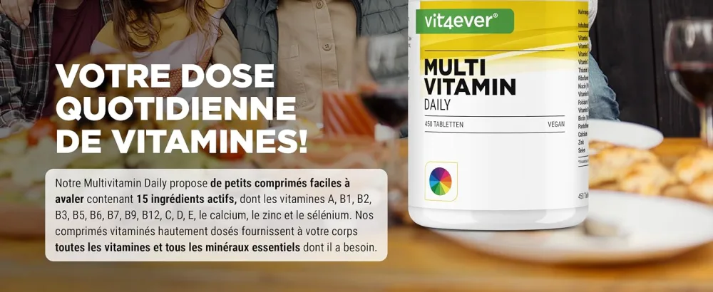 Multivitamin Daily - 450 tablets with bioactive forms - 15 months reserve - Precious minerals & all vitamins A-Z - Vegan - Vit4ever