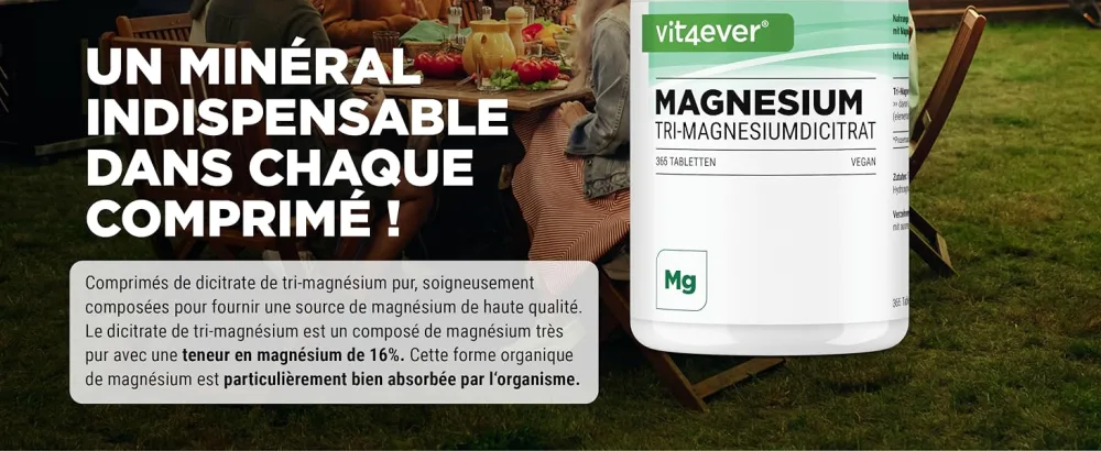 Magnesium Citrate - 365 Tablets - 2250mg Including 360 Mg Elemental Magnesium Per Daily Serving - 100% Tri-Magnesium Dicitrate Without Additives - High Dosed - Vegan - Biodisponible