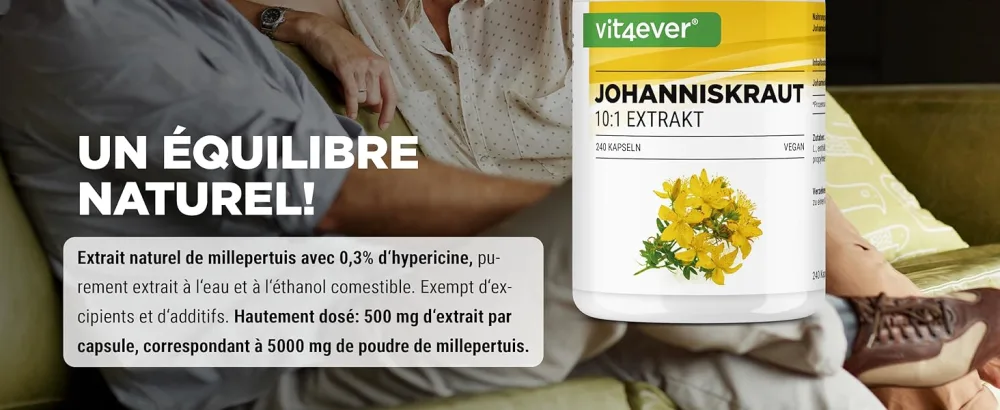 St. John's Wort - 240 Capsules with 500mg Extract Made from 5000mg Pure St. John's Wort - Natural Extract 10:1 - High - Vit4ever