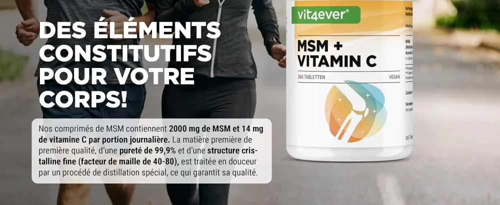 MSM 2000mg - 365 Tablets - With Acerola Natural Vitamin C - No Additives - 6 Month Supply - High Dosed - Vegan - Vit4ever