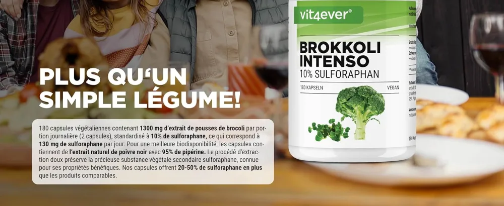 Broccoli Extract - 180 capsules - 1310 mg per daily dose - 10% sulforaphane - Broccoli sprouts - Optimized bioavailability - High dosed Vegan - Vit4ever
