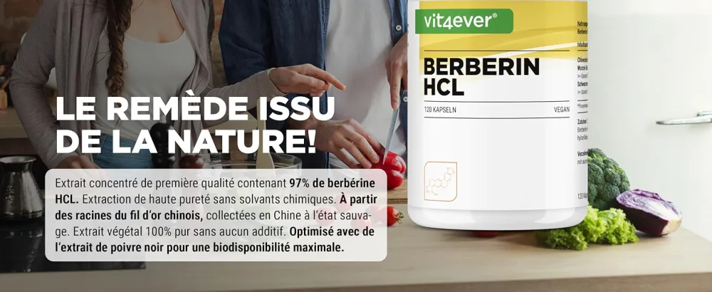 Berberine HCL Extract - 120 Capsules 500mg - Natural Berberine + Black Pepper Extract - Lab Tested (Purity & Active Ingredient Content) - High Dose - Vegan - Vit4ever
