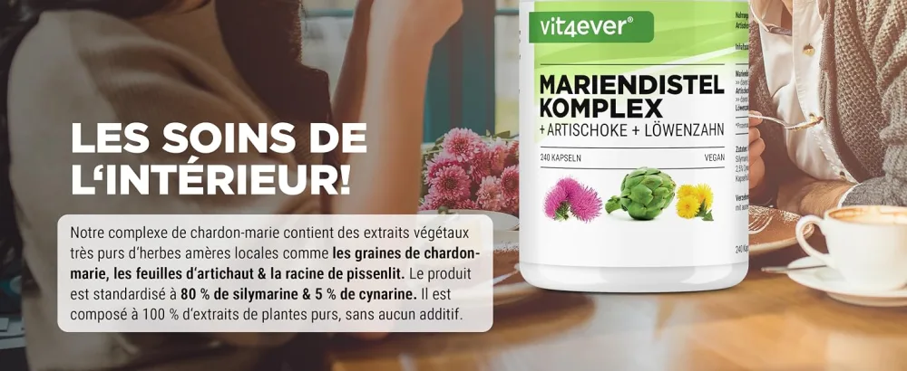 Milk Thistle Artichoke Dandelion Complex - 365 capsules (6 months supply) - High dosed with 80% silymarin & 2.5% cynarin - Vegan - Vit4ever