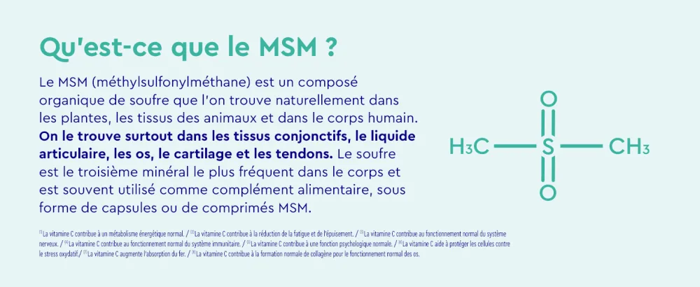MSM with Vitamin C Bone Complex Joints Skin & Immune System* 2000 mg Methylsulfonylmethane Per Dose 240 Small Tablets Alternative to MSM Powder and MSM Capsules - acide hyaluronique