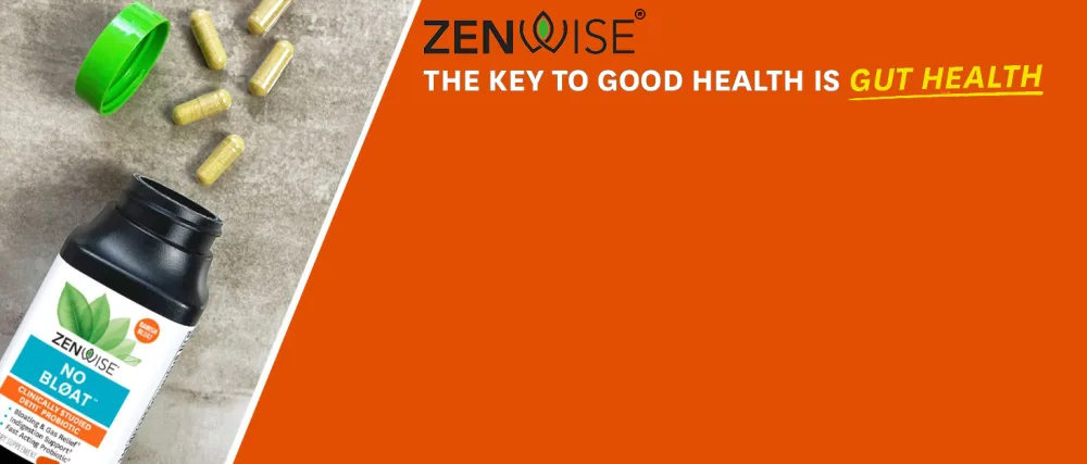Zenwise No Bloat (Digestive Enzymes) 100 Capsules Gluten Free Soy Free Non-GMO - ZEN Background