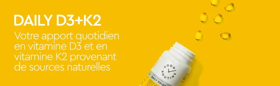 DAILY D3+K2 (30 Soft Capsules) - Support Immunity Bone and Heart Vitamin D3 MK7 (Vitamin K2) from Natural Source Increased Absorption - Daily D3 + K2 Header