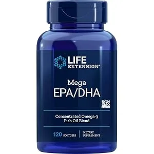 Life Extension Mega EPA/DHA Omega-3 Fish Oil 120 Soft Capsules Gluten Free Soy Free Non-GMO - product information 8