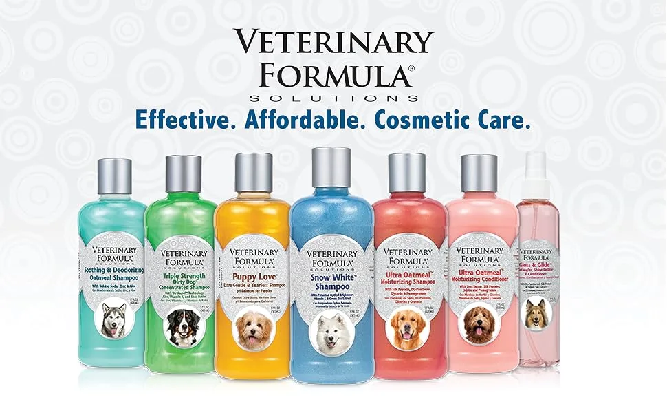Veterinary Formula Solutions Snow White Shampoo for Dogs and Cats  Safely Remove Stains Without Bleach or Peroxide  Gently Cleanses, Deodorizes and Brightens White Coat  Fresh Scent 17 oz Shampoo - product information 1