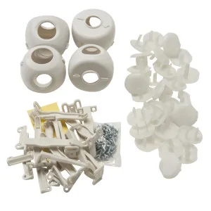 Safety 1st Safety Essentials Kit , White , 1 Count (Pack of 1) - Cabinet Drawer Latches Plug Protectors Grip n Twist Door Knob Covers