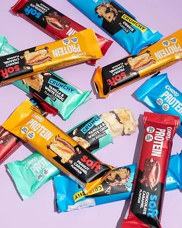 Corny Protein - Chocolate Coconut Protein Bars 30% Protein 0% Added Sugars Pack of 18x50g Taste the Power - Corny Protein Crunchy - Barres protéinées au chocolat au lait goût biscuit, 30% protéines, 0% de ...