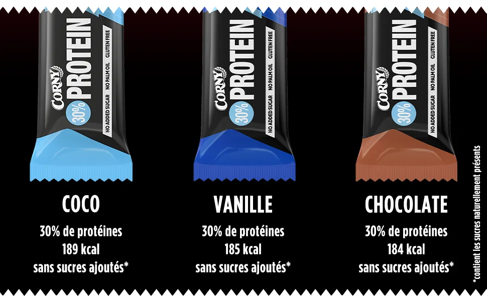 Corny Protein - Chocolate Protein Bars 30% Protein 0% Added Sugars Pack of 18x50g Taste the Power - bar protein barre protéique proteines