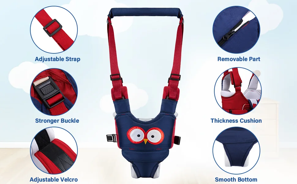 Baby Walking Harness Baby Walker - Adjustable Safety Harnesses, Pulling and Lifting Dual Use 7-24 Month Breathable Stand Up & Walking Learning Helper for Infant Child Activity Blue - product information 2