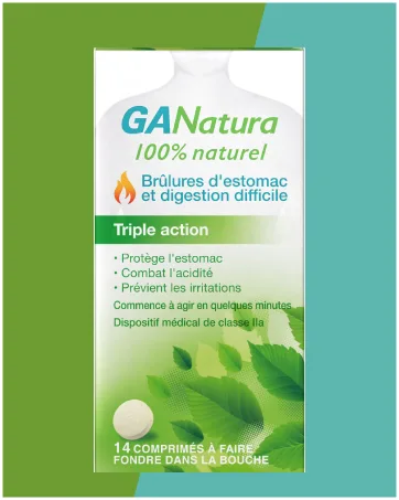 GANatura - 100% Natural - Heartburn and difficult digestion - 14 Tablets - Ganatura 14 comprimés