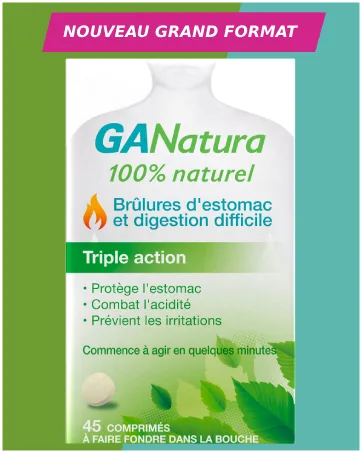 GANatura - 100% Natural - Heartburn and difficult digestion - 14 Tablets - Ganatura 45 comprimés