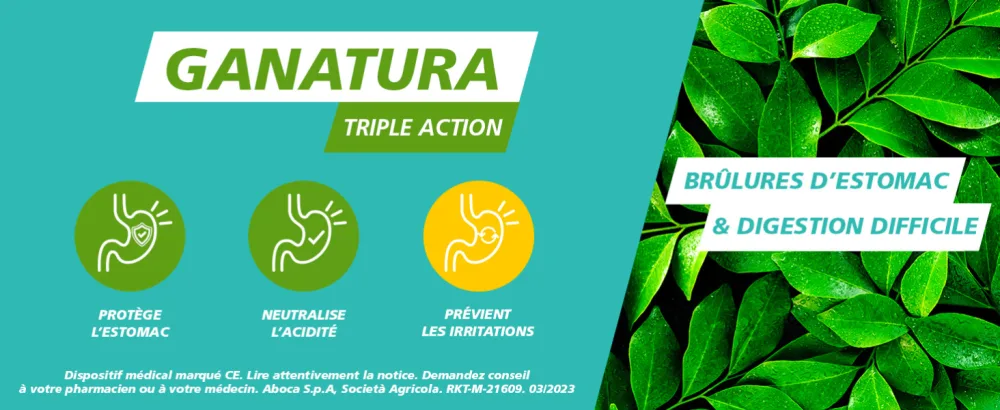 GANatura - 100% Natural - Heartburn and difficult digestion - 14 Tablets - Ganatura Mode d