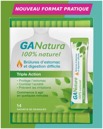 GANatura - 100% Natural - Heartburn and difficult digestion - 14 Tablets - Ganatura sachets