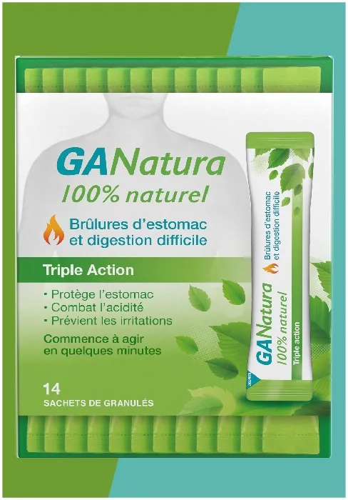 GANatura - 100% Natural - Heartburn and difficult digestion - 14 Tablets - pack ganatura sachets