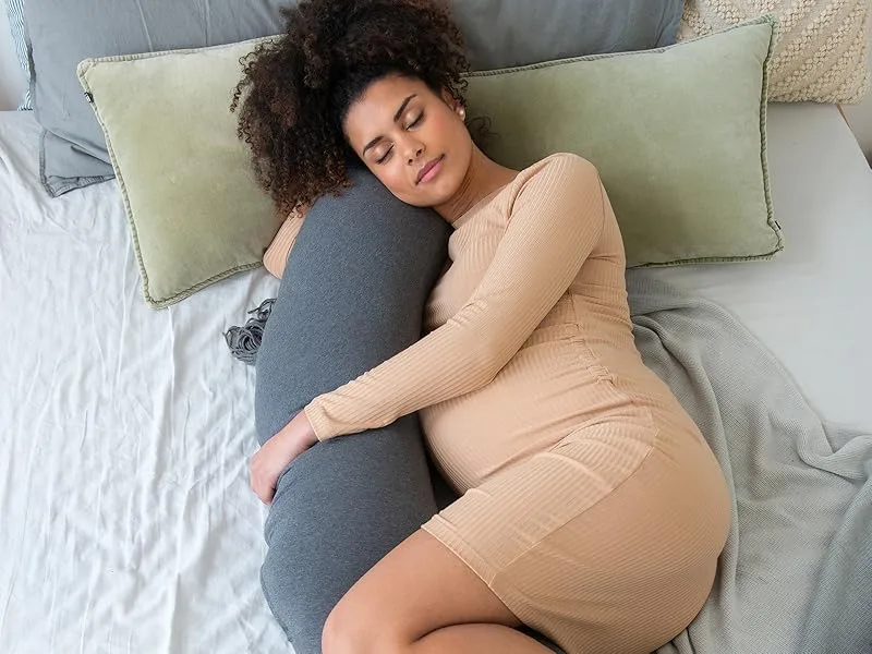 Doomoo Buddy Pregnancy and Nursing Pillow Cover - Ultra Soft Organic Oeko-tex and Stretchy Fabric Classic Grey - Coussin de maternité doomoo - Coussin doomoo - coussin d