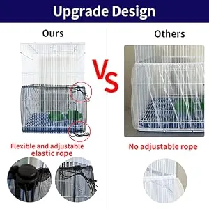 BKDMZZMY Bird Cage Seed Catcher, 2 Pack Large Bird Cage Covers, Birdcage Nylon Mesh with Swing Stretchy Shell Adjustable Drawstring Parrot Cage Skirt Traps Cage Soft Airy Net (White and Black) - Bird Cage Seed Catcher