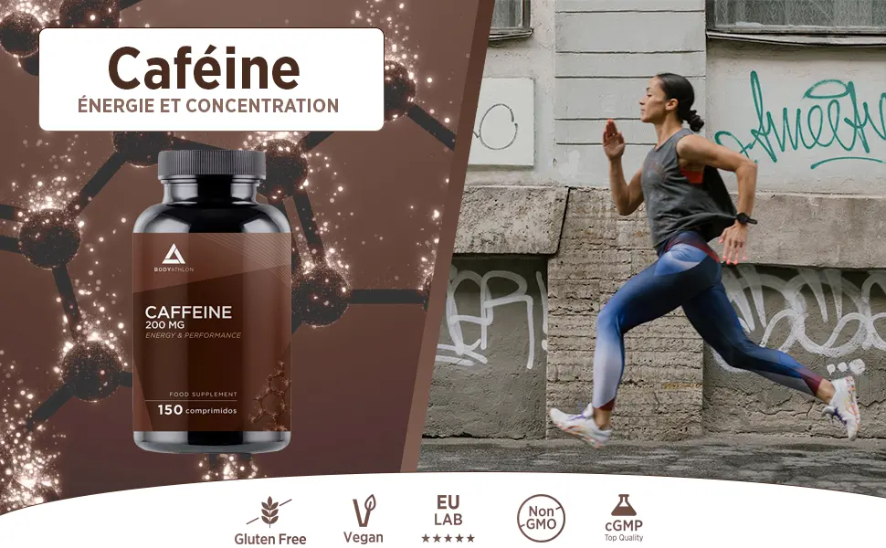 Bodyathon - Caffeine Tablets 200mg - 150 Tablets - Energy & Concentration - Increases Your Endurance - High Dose - Improves Your Sports Performance - caféine