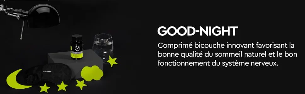 GOOD-NIGHT (20 Billilayer Tablets) - Valerian Passionflower Magnesium Bisglycinate Melatonin Supports the Nervous System at Night Quality Sleep Deep Repairing No Addiction - Good Night bonne qualite du sommeil naturel