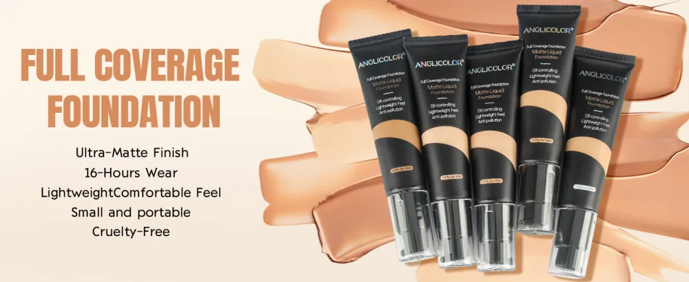 Anglicolor Soft Matte Liquid Foundation Full Coverage Control Foundation Flawless Soft Durable Waterproof Foundation for Oily & Acne Skin 30 ml (101#Porcelain) - Fond De Teint Couvrant Imperfections