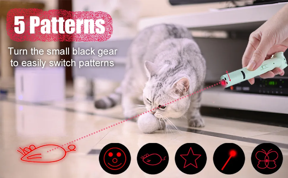 Laser Pointer Interative Cat Toy for Cats to Chase, Rechargeable Red Laser Light Pointer Exercises Training Tool for Kittens Cats Dogs Purple - Cat toys laser pointer