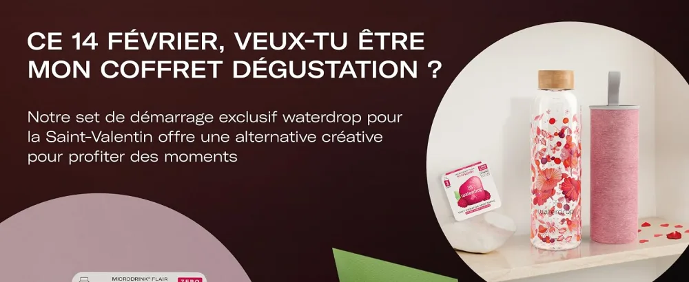 Waterdrop Gift Set 600 ml Glass Bottle Leak-Proof and Compatible with Sparkling Water 18 Sugar Free Drinking Cubes Chris - saint valentin cadeau saint valentin pour homme cadeau saint valentin pour femme cadeau