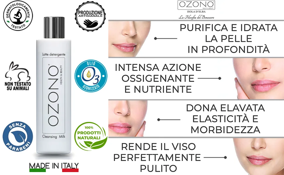 OZONO H&B - Cleansing Milk with Ozonized Oil - MADE IN ITALY (250ml) - OZONO