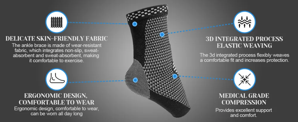 Ankle Support 2 Pieces Breathable Non-Slip Compression Ankle Brace for Joint Pain Relief Ankle Sprain Running Recovery  - product information 12