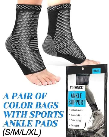 Ankle Support 2 Pieces Breathable Non-Slip Compression Ankle Brace for Joint Pain Relief Ankle Sprain Running Recovery  - product information 2
