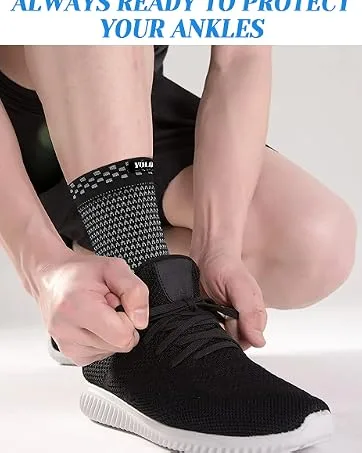 Ankle Support 2 Pieces Breathable Non-Slip Compression Ankle Brace for Joint Pain Relief Ankle Sprain Running Recovery  - product information 4