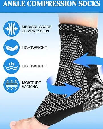 Ankle Support 2 Pieces Breathable Non-Slip Compression Ankle Brace for Joint Pain Relief Ankle Sprain Running Recovery  - product information 5