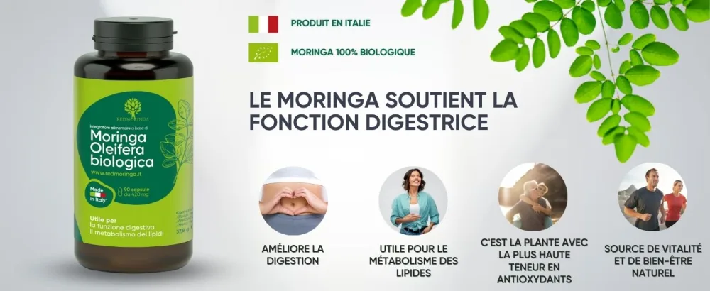 RedMoringa Moringa Oleifera Organic Supplement 100% Natural Source of Vitamins Minerals and Proteins Made in Italy (270 Capsules) - supplément de moringa
