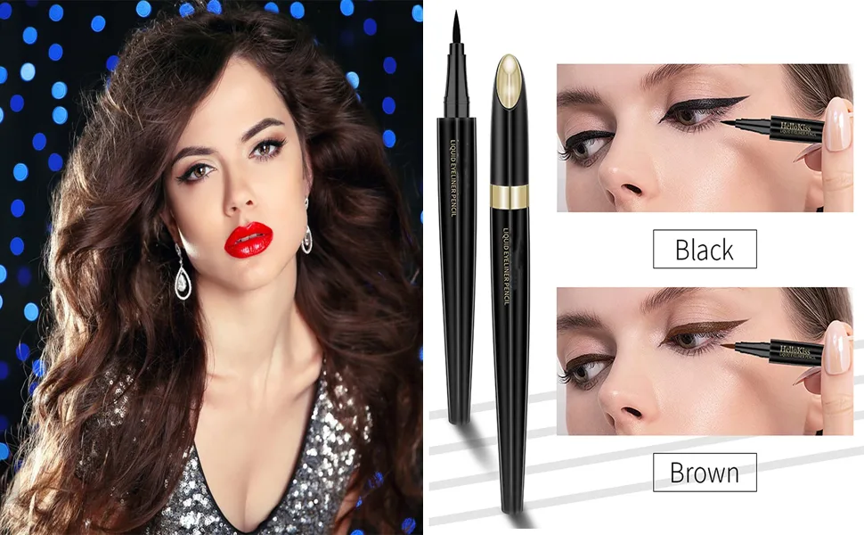 Liquid Eyeliner Waterproof Eyeliner Precise and Long-Lasting Eyeliner Quick-Drying Anti-Halo Tint Highly Pigmented Liquid Eyeliner Ideal for All Occasions - Couleurs