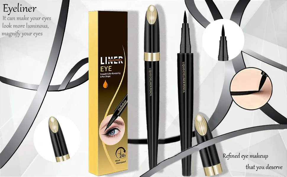 Liquid Eyeliner Waterproof Eyeliner Precise and Long-Lasting Eyeliner Quick-Drying Anti-Halo Tint Highly Pigmented Liquid Eyeliner Ideal for All Occasions - Détails