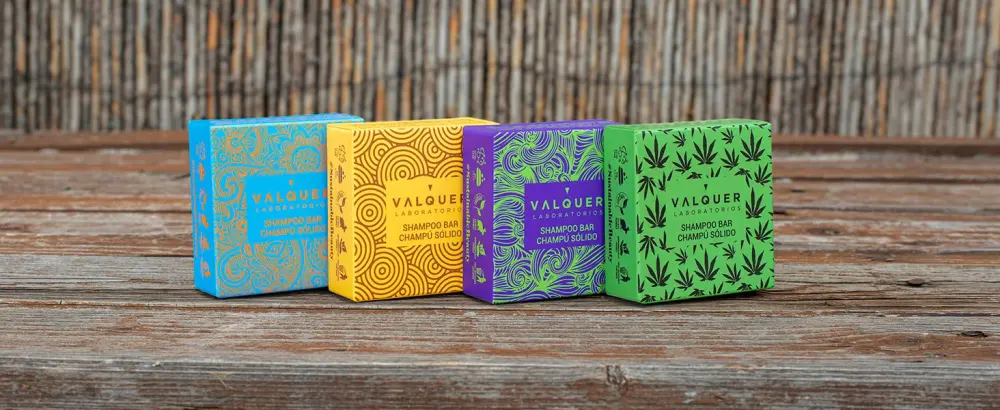 Valquer Exotic Solid Shampoo Pack (Blueberry and Avocado Orange and Papaya and Cinnamon Cannabis) Vegan 93% Natural Origin Zero Waste - 4 units x 50g - 33972
