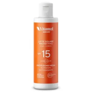 Vitamol Medium Sun Protection SPF 15 Face and body sunscreen milk protecting against UVA and UVB rays No white effect Water resistant - vitamol suncare