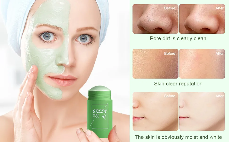 2 Piece Cleansing Mask Solid Mask Stick Deep Cleansing Pores Purifying with Green Tea Moisturizes and Controls Sebum For All Skin Types Women Men - product information 11
