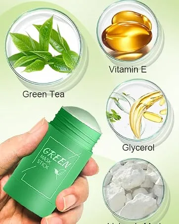 2 Piece Cleansing Mask Solid Mask Stick Deep Cleansing Pores Purifying with Green Tea Moisturizes and Controls Sebum For All Skin Types Women Men - product information 4