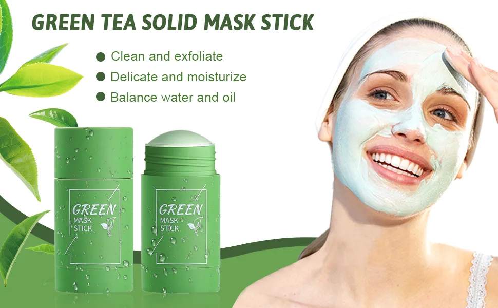 2 Piece Cleansing Mask Solid Mask Stick Deep Cleansing Pores Purifying with Green Tea Moisturizes and Controls Sebum For All Skin Types Women Men - product information 8